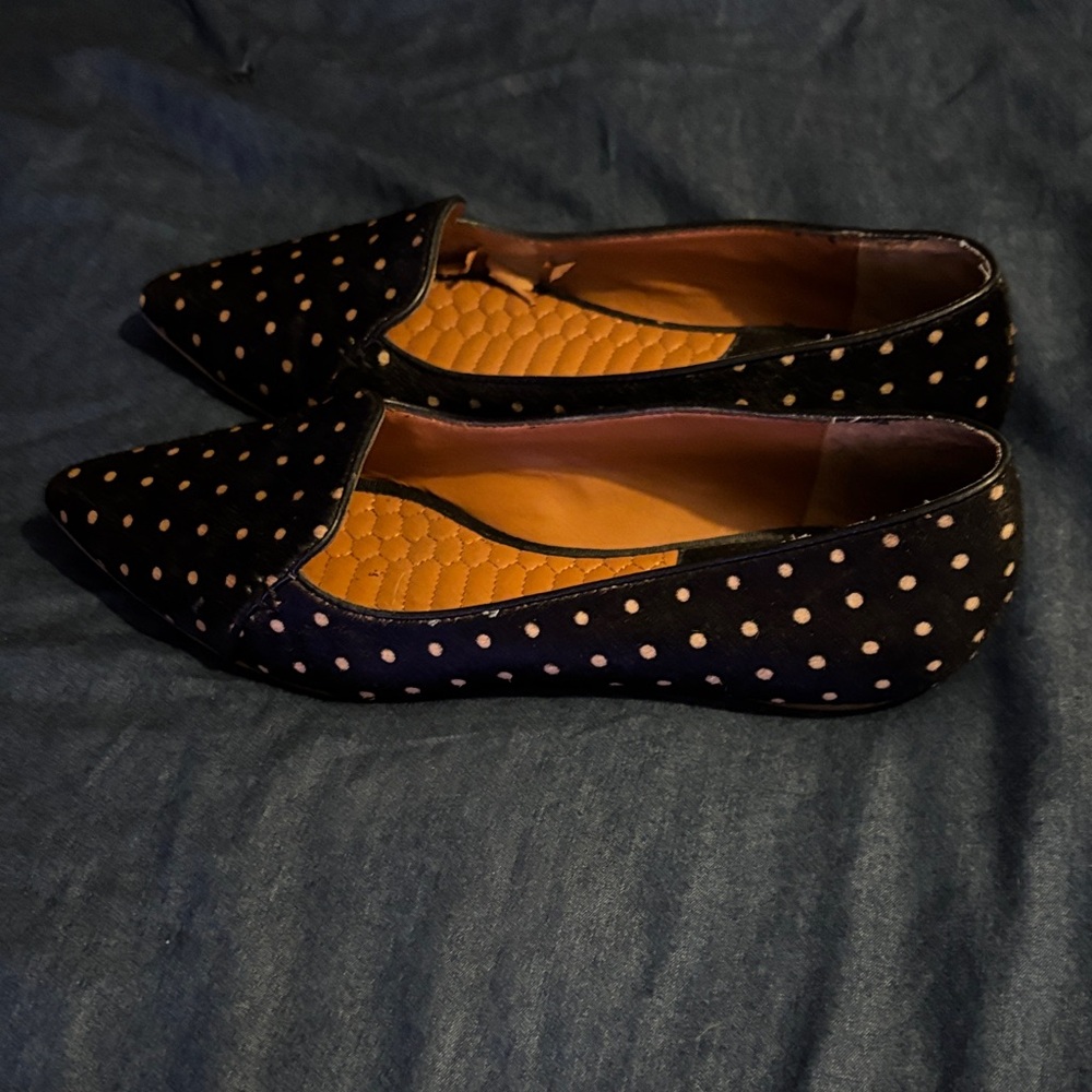 Vintage Dolce Vita Black and Tan Polka Dot Flats